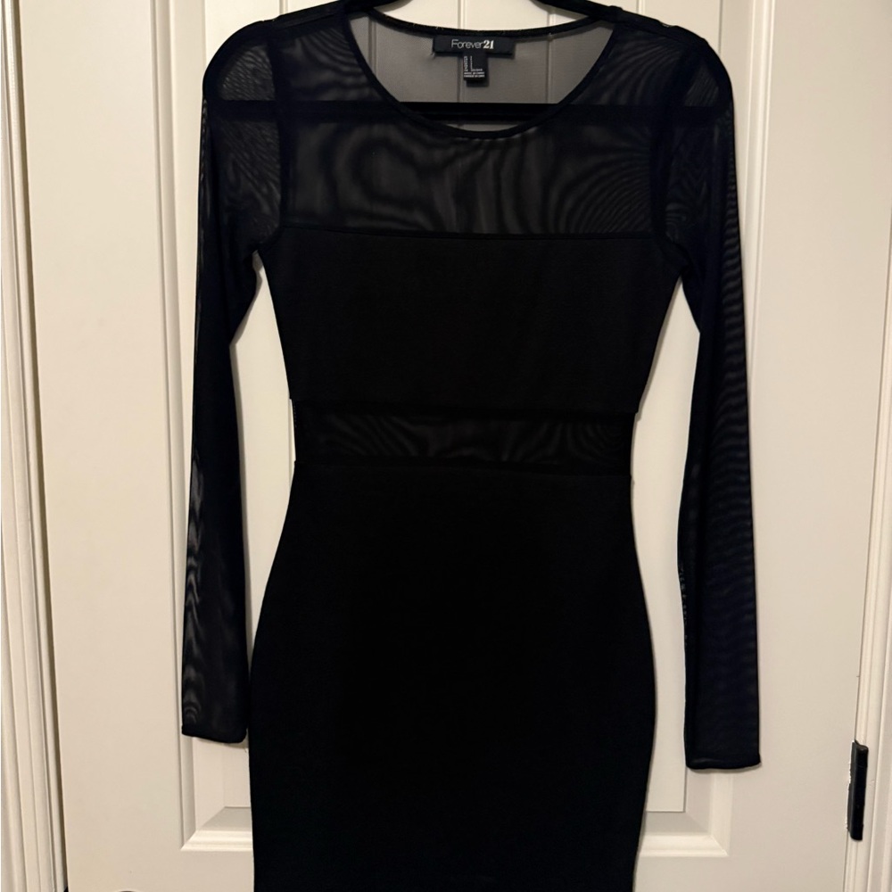 Forever 21 Elegant Black Long Sleeve Dress